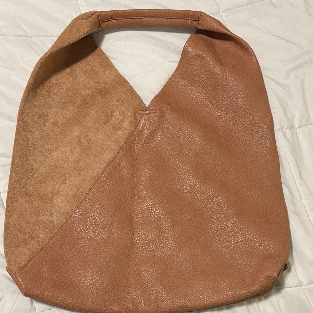 Shiraleah Two-Tone Tan Hobo Shoulder Bag